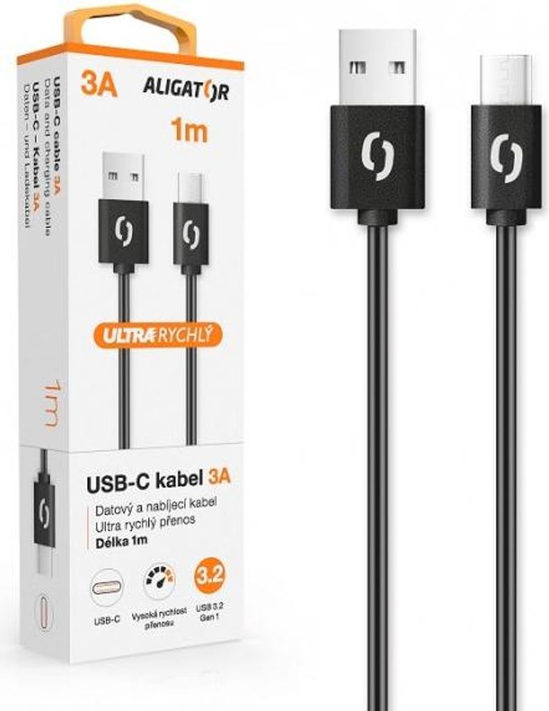 ALIGATOR Datenkabel POWER 3A, USB-C 1m schwarz