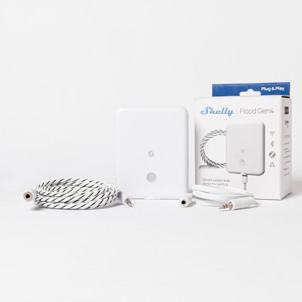 Shelly Flood Gen4 - Smarter Wassermelder & Leckagesensor, Multiprotokoll, Regensensor WLAN, BT