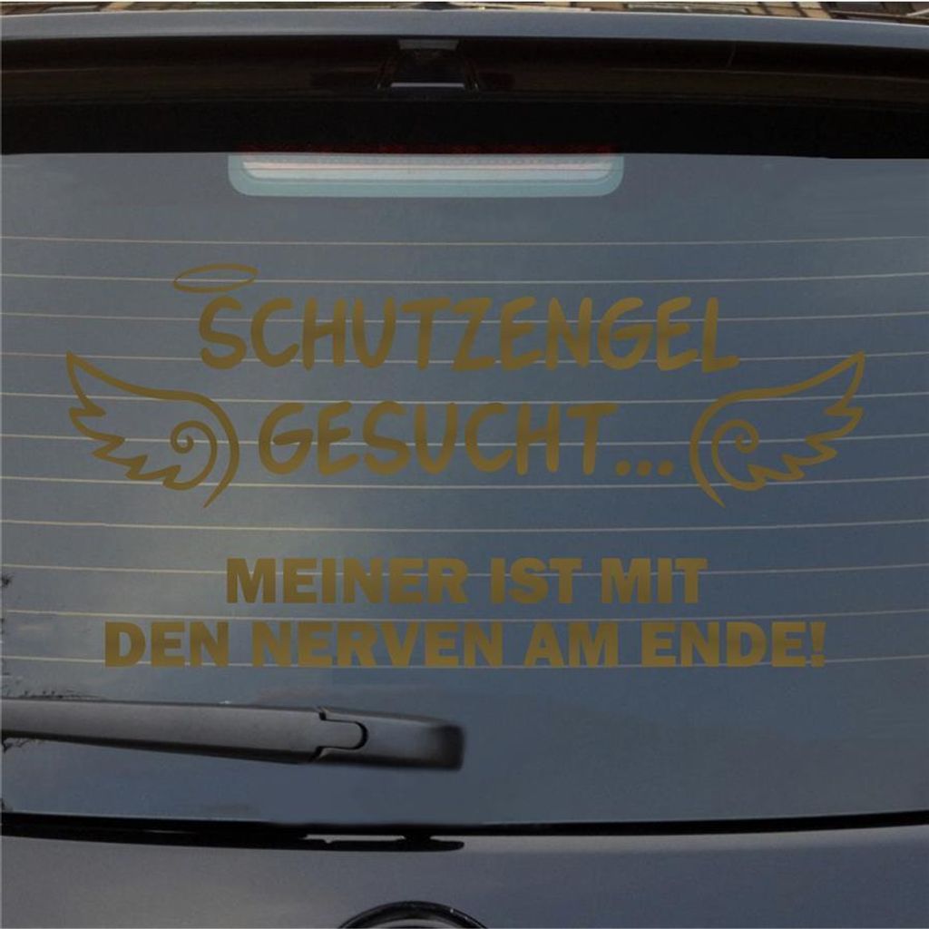 Heckscheibenaufkleber Schutzengel gesucht meiner ist am Ende Engel Nerven 54x27 cm Gold Auto Aufkleber Sticker