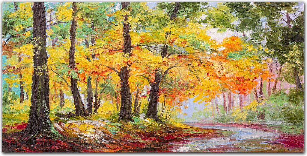 Coloray Bild aus Acryl 120 cm x 60 cm - Dekoration Wohnzimmer Wanddekoration Gehärtetes Acryl Küche Acrylblock mit Bild - Wald Verlässt Naturpfad