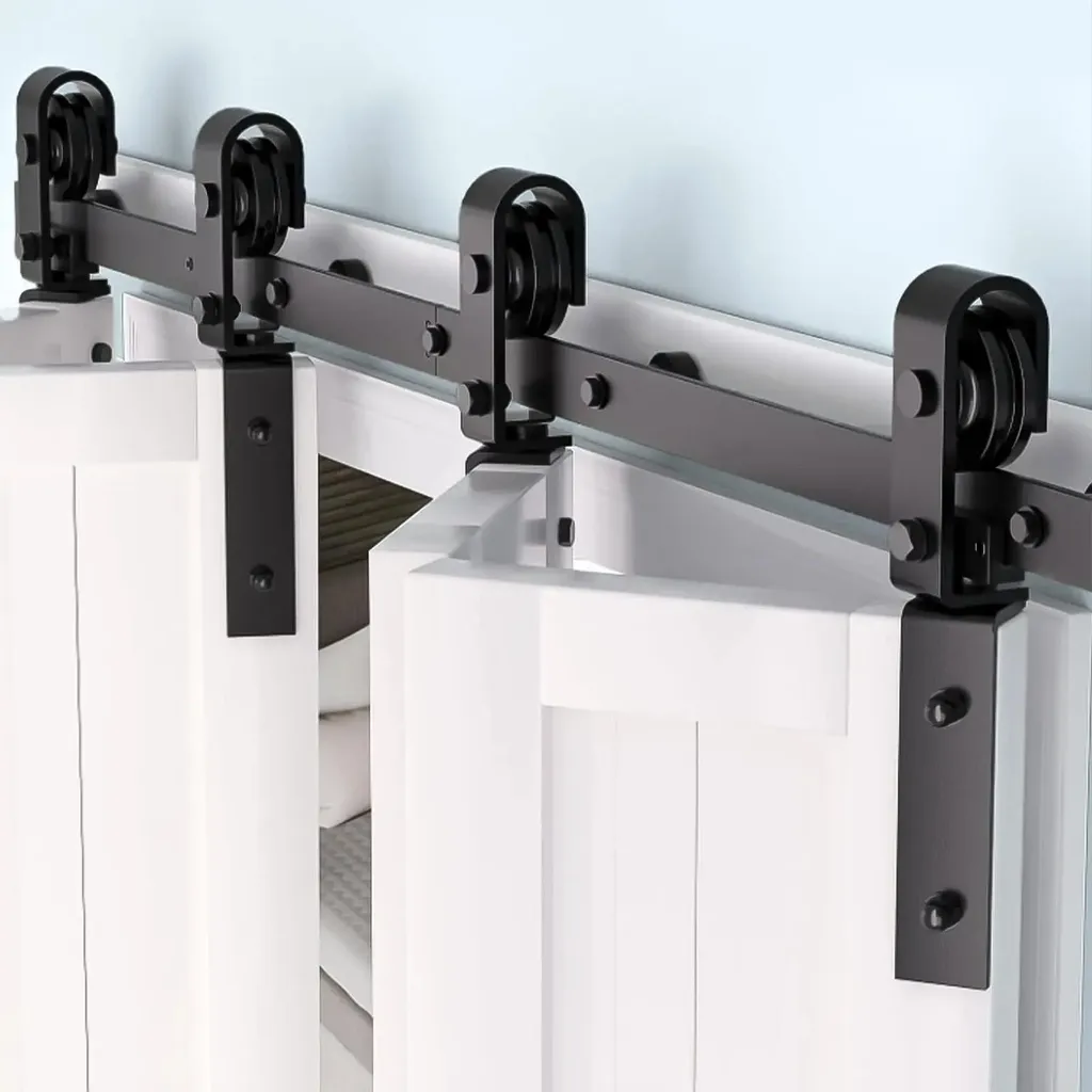 Rail coulissant silencieux pour 4 portes pliantes en acier robuste
