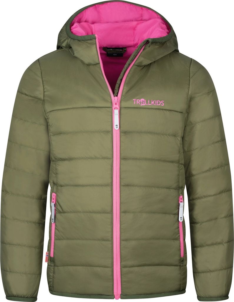 Trollkids Girls Eikefjord Jacke, Olive/ Magenta, Gr. 128 EU