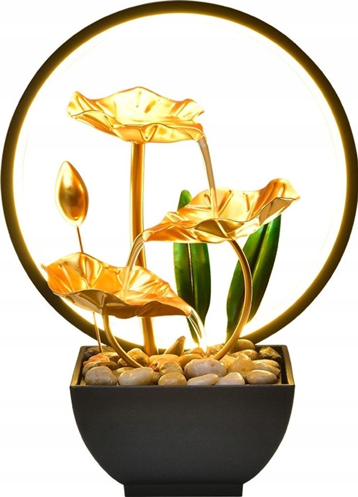 Fontana Decorativa Zen Con Foglia Di Loto Da Scrivania A 3 Immagine del prodotto 