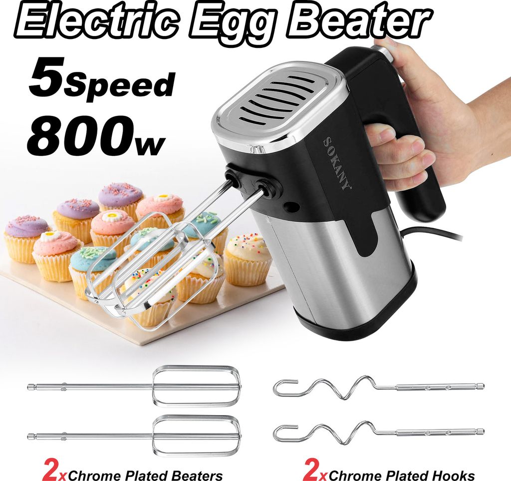 Elektrischer Handmixer 800W Edelstahl