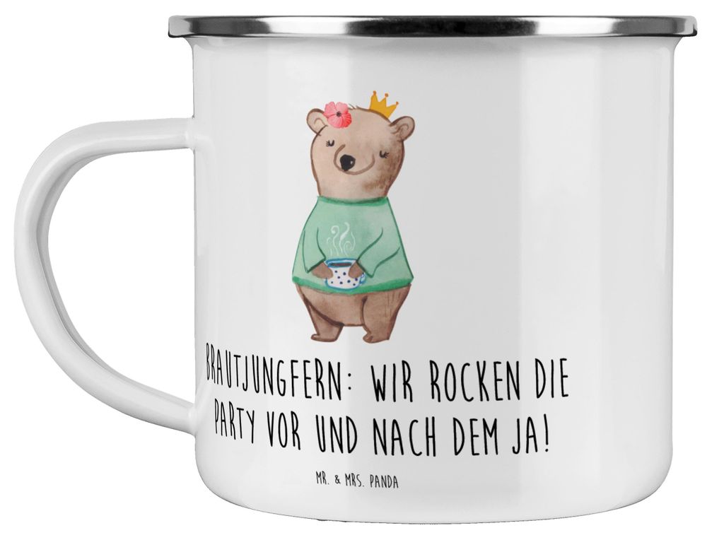 Mr. & Mrs. Panda Haferl Brautjungfern Party - Transparent - Geschenk, Kaffeepott, Emaille Tasse, gemeinsame Erlebnisse, Emailletasse, Geschenke, He...
