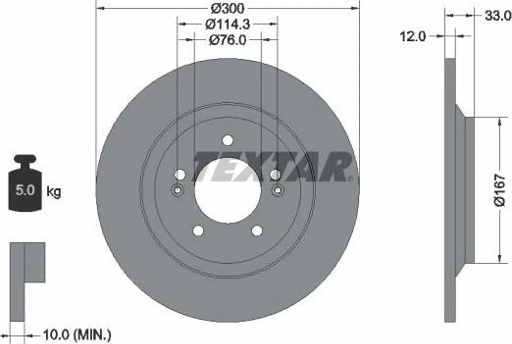 Disque de frein arrière pour Hyundai i30 remplace référence 58411S0300