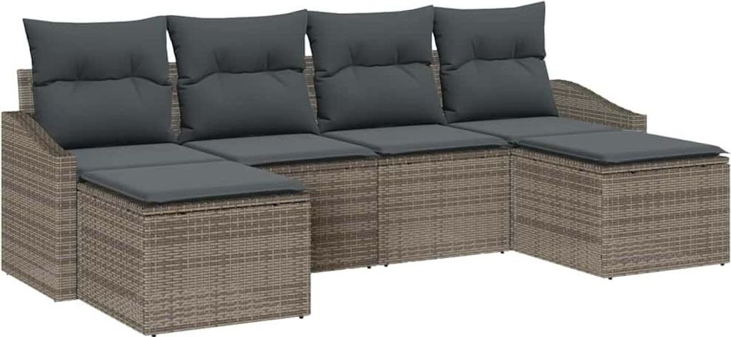 Garten Essgruppe mit Kissen mit Speicher 6 pcs Grau