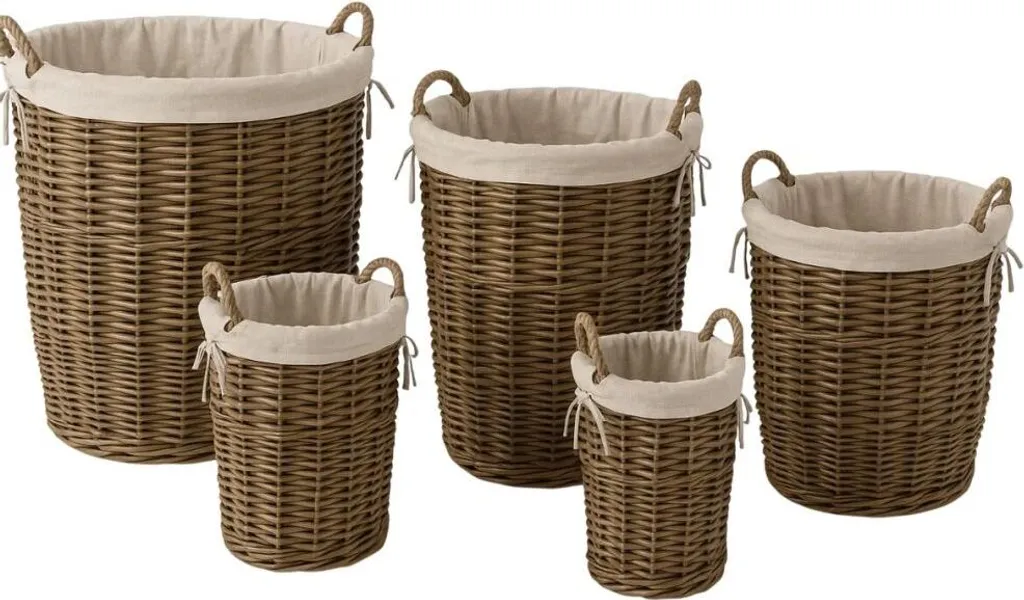 Set de paniers Home ESPRIT en coton marron, ensemble de 5 tailles
