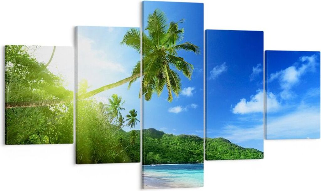 Bild auf Leinwand - Leinwandbild - Baum Dschungel Welle Landschaft - 125x70cm - Wand Bild - Wanddeko - Leinwanddruck - Bilder - Kunstdruck - Leinwa...