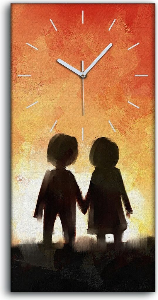 Küchenuhr Bürouhr Leinwand Uhr Kunstdruck 30x60 Kunst junges verliebtes Paar - weiße Hände