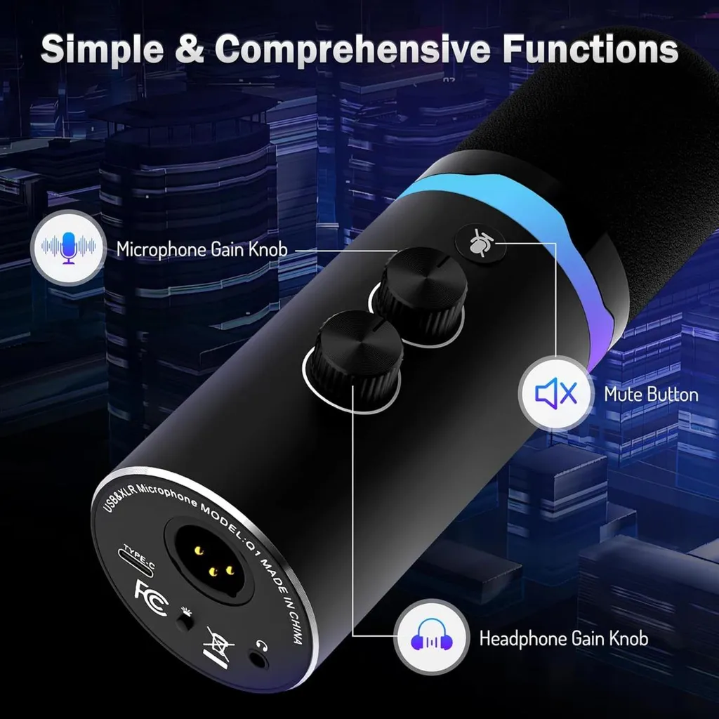 Micro Dynamique Professionnel XLR et USB-C avec Pied de Table Stable - 6