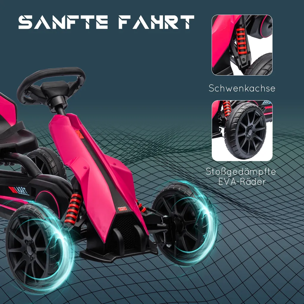 HOMCOM Go-Kart Rose pour Enfant avec Siège Réglable Confortable