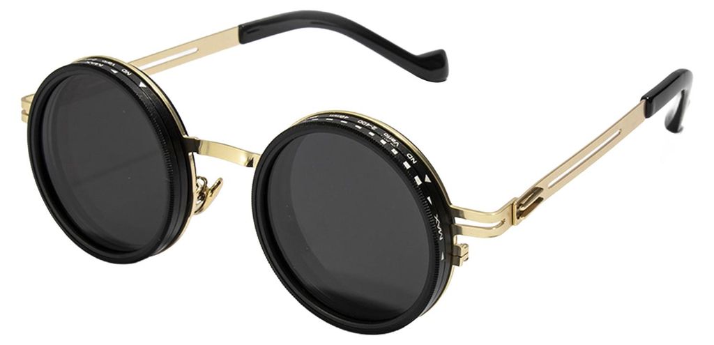 Runde Sonnenbrille, schwarze Ausführung, ND-Filter, polarisierte Gläser, UV-Schutz, klare Gläser, modisches Accessoire