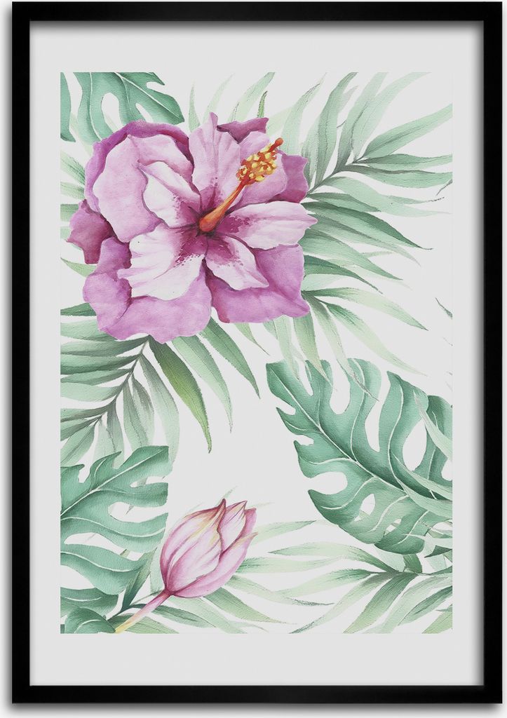 Bild - Bilderrahmen - Foto - 70 cm x 100 cm - MDF - Rahmen - Wandkunst - Hawaii-Muster