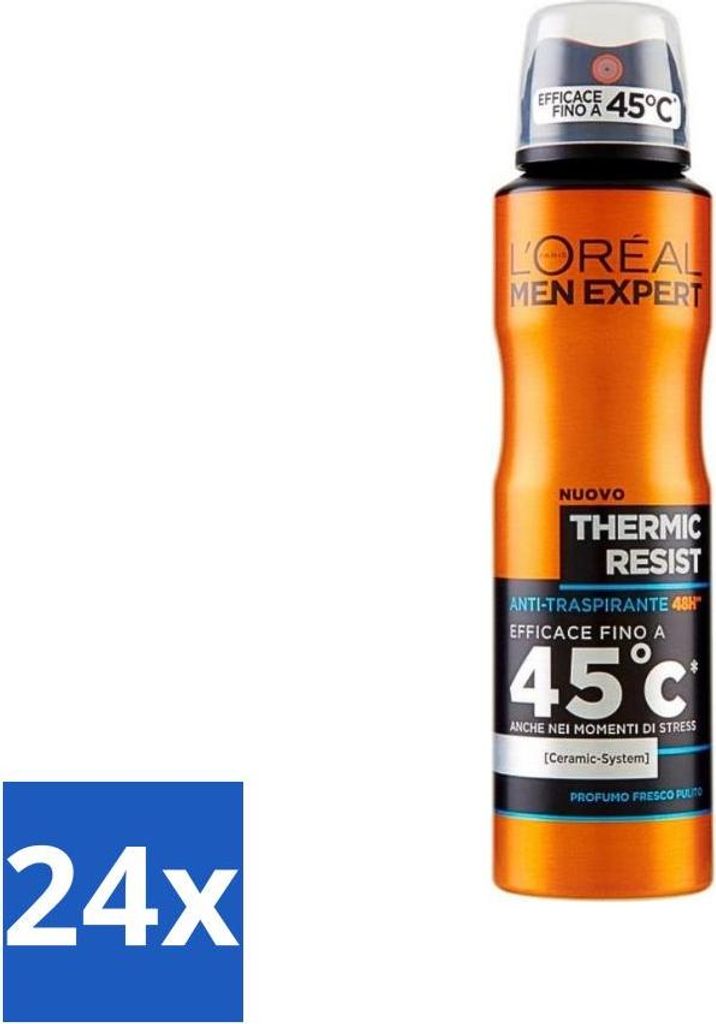 L'Oréal Men Expert Deo Spray – Deodorant – Thermic Resist – 150 ml - Vorteilspack - 24 Stücke