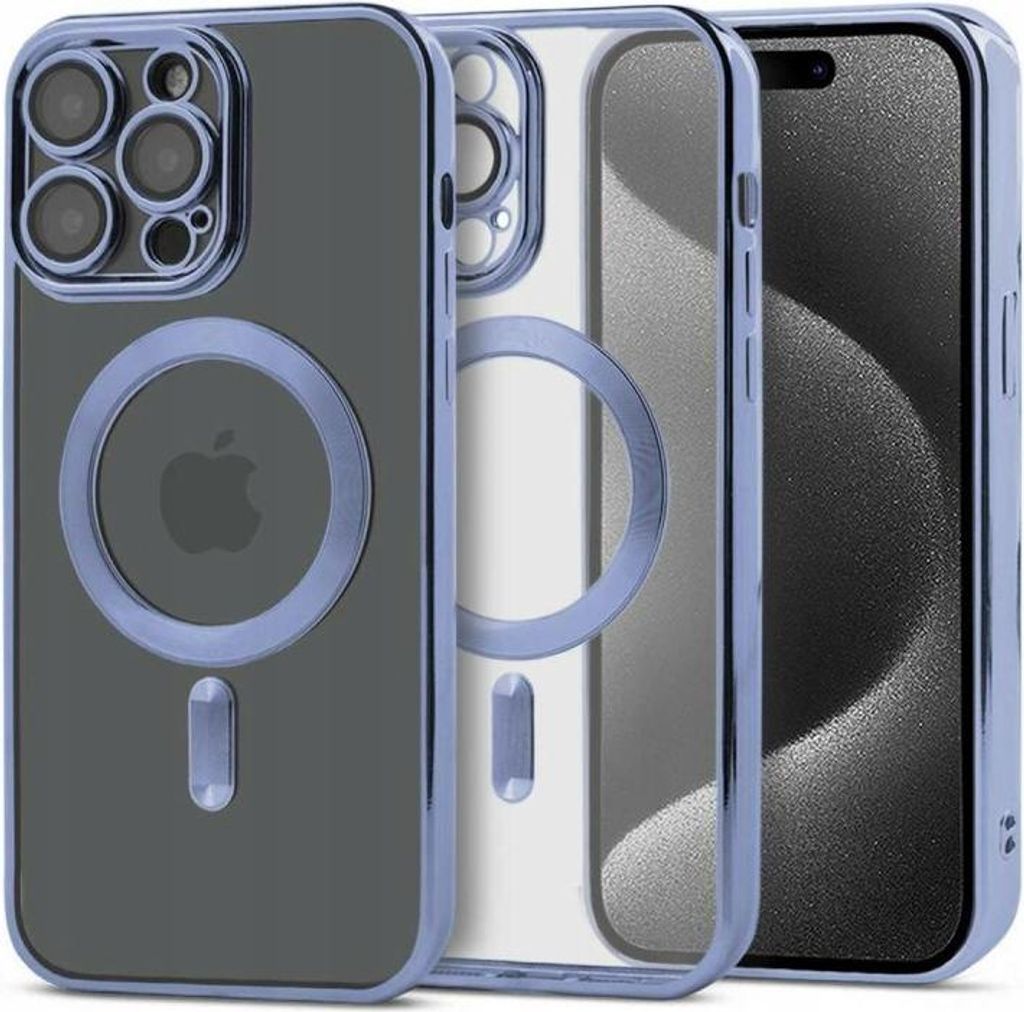 Hülle für iPhone 15 Plus, Magsafe Magshine verstärkte blaue Hülle + Glas