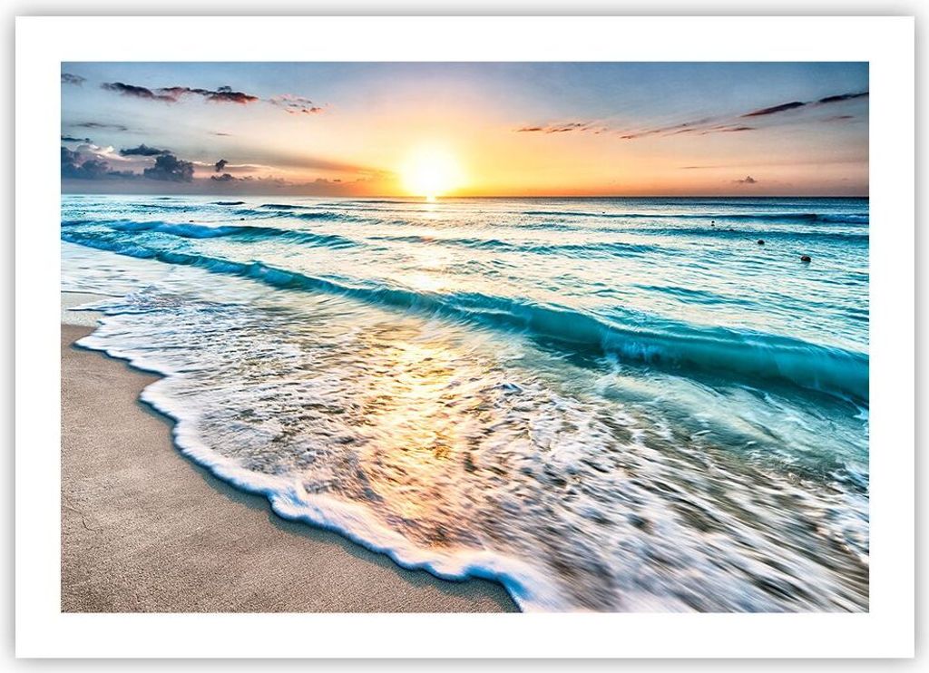 Poster - Poster ohne Rahmen - Meer Welle Strand - 70x50 cm - Wand Bild - Wanddeko - Wandbilder - Kunstposter - Wandposter - Bilder - Kunstdruck - W...