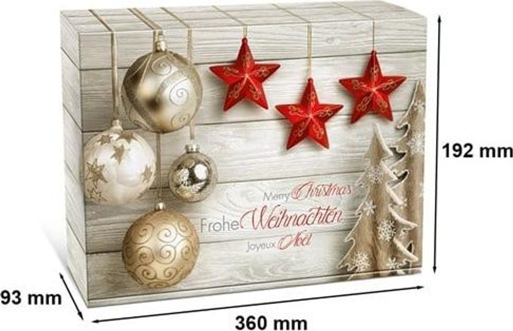 Weihnachtskarton Drei Sterne 360 x 192 x 93 mm
