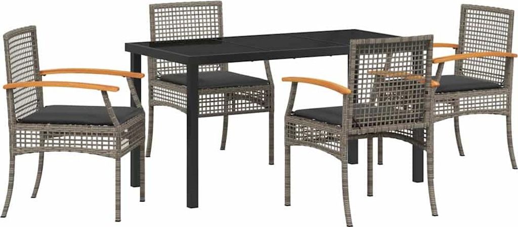 Möbel Garten-Essgruppe - Tisch und Stühlen - Balkonmöbel Set - 5er Set,multifunktional& Moderne - Grau Poly-Rattan - Gartenmöbelset CLORIS2743009