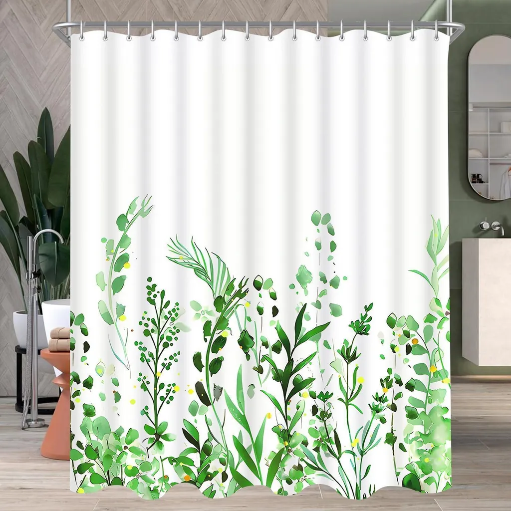 Tenda Doccia 240x200 Impermeabile Fiori e Foglie - Montaggio Rapido