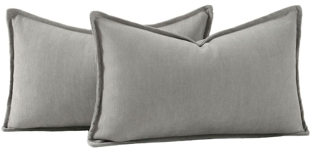 Set mit 2 Chenille-Kissenbezügen, grau, 40 x 80 cm, rechteckig