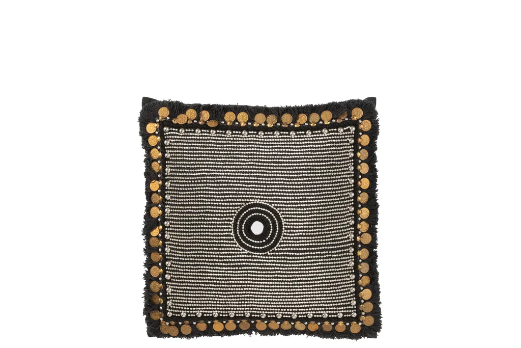 Coussin Ibiza J-Line noir 45x45x10,5cm : fini le mal de dos au canapé
