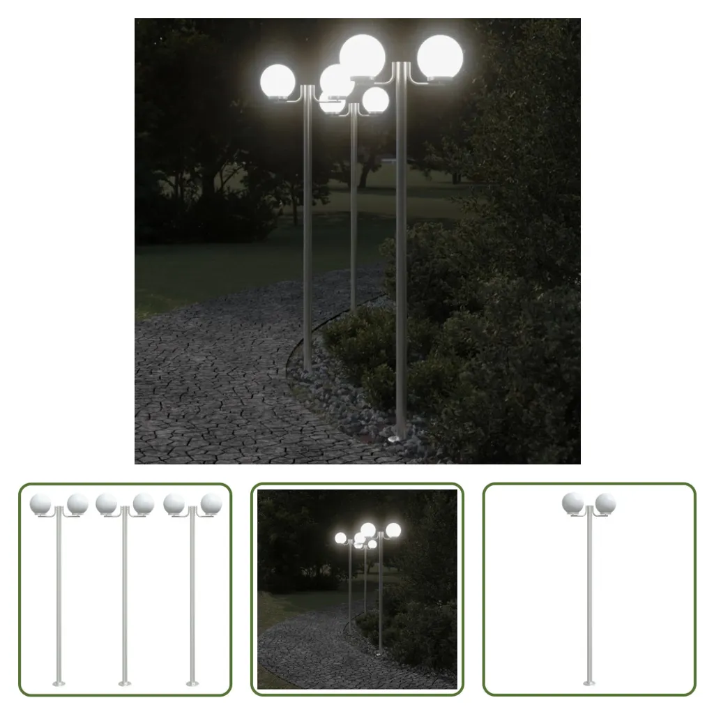 Lampes d'allée 215 cm en inox : solution visibilité jardin lot de 3