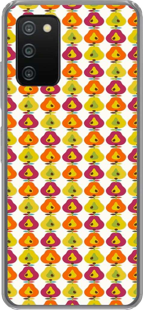 MuchoWow Handyhülle Schutzhülle Hülle für Telefoonhoesje Samsung Galaxy A03s Retro - Design - Birne - Obst Silikon Softcase Handy Hülle - Sc...