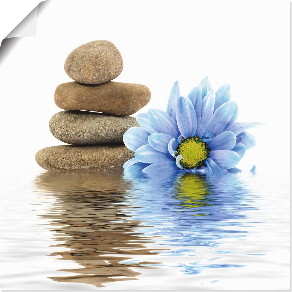 ARTland Poster Therapie-Steine mit einzelnen Blumen Größe: 40x40 cm