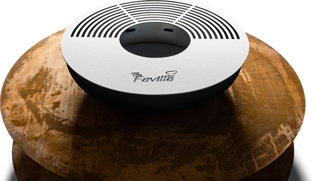 TheFavilla 'Sina' Feuerschale mit Grillring & Grillplatte/Plancha – 2-in-1 Feuerstelle & Grill aus Cortenstahl für Garten, Terrasse, Camping & O...