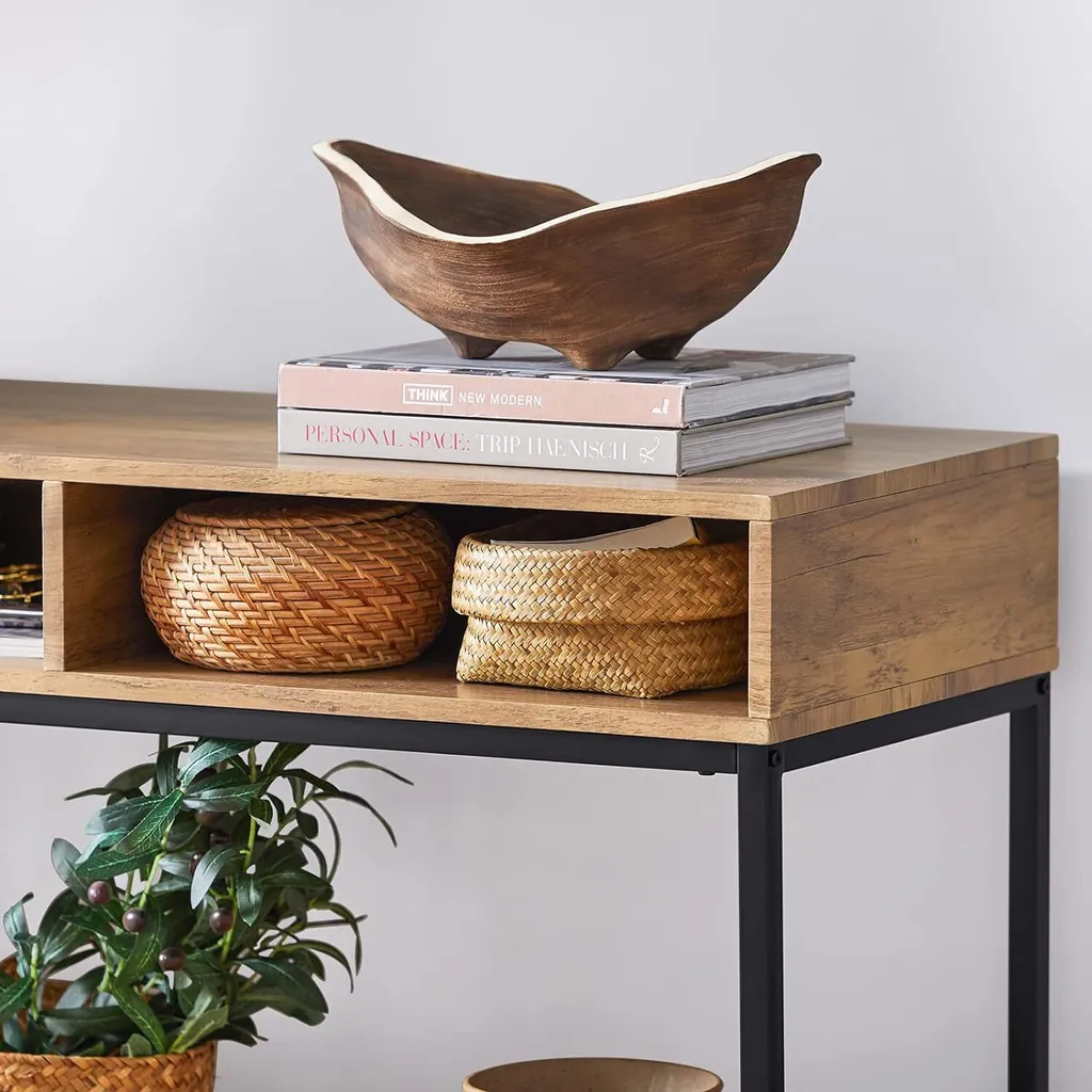 SoBuy Table de Console Industrielle avec 2 Compartiments de Rangement - 9