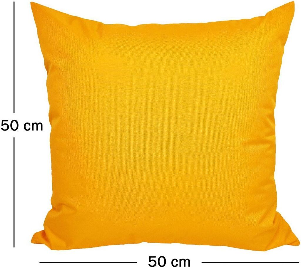 JACK 50x50cm Outdoor Lounge Kissen Dekokissen inkl. XXL-Füllung Wasserabweisend Sitzkissen Garten Stuhl Lotus Effekt, Farbe:Gelb