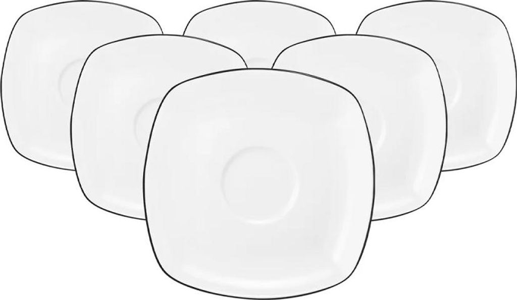 Seltmann Weiden Lido Black Line eckig Untertasse 14,5 cm 6er Set