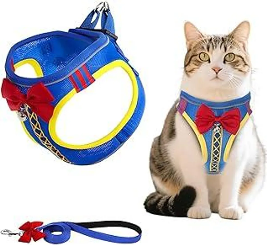 Pettorina Gatto Elegante Blu M - Offerta Set Gilet e Guinzaglio