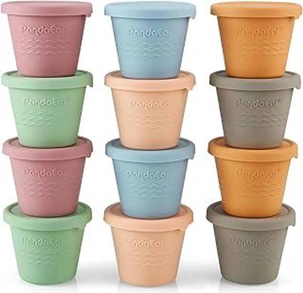 Set Conservazione Pappe PandaEar: 12 Vasetti Silicone Alimentare