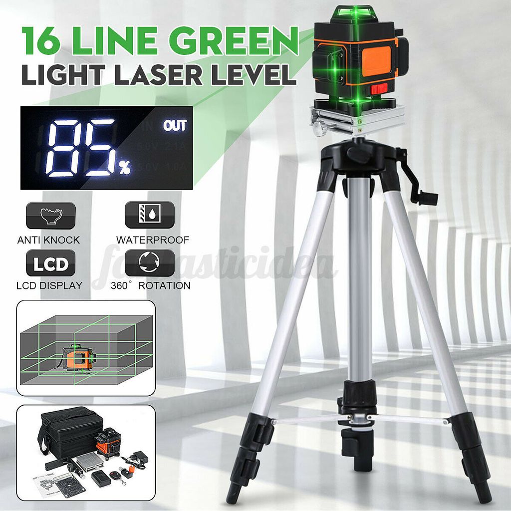16 Line Laser Level 360° Kreuzlinienlaser Wasserwaage Linienlaser Measure+Stativ