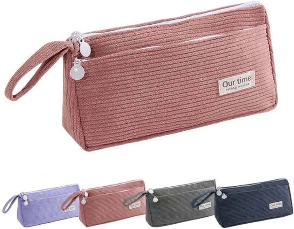 Cartable rose à deux compartiments style rétro pour école et bureau
