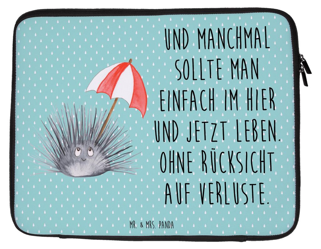 Mr. & Mrs. Panda Notebook Hülle Seeigel 27 x 36 cm - Türkis Pastell - Geschenk, Meer, Lebe, Laptop Sleeve, Leben, Achtsamkeit, Tasche, Selbstakze...