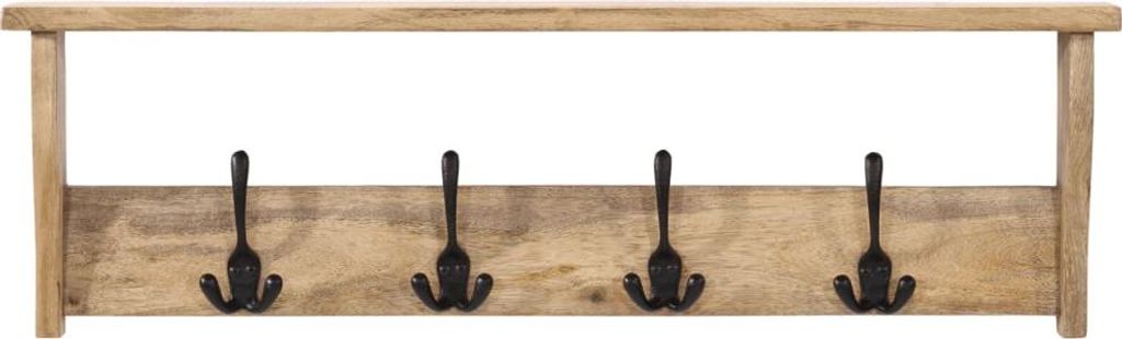 vidaXL Wandgarderobe mit 4 Haken Massivholz Mango Produktbild 
