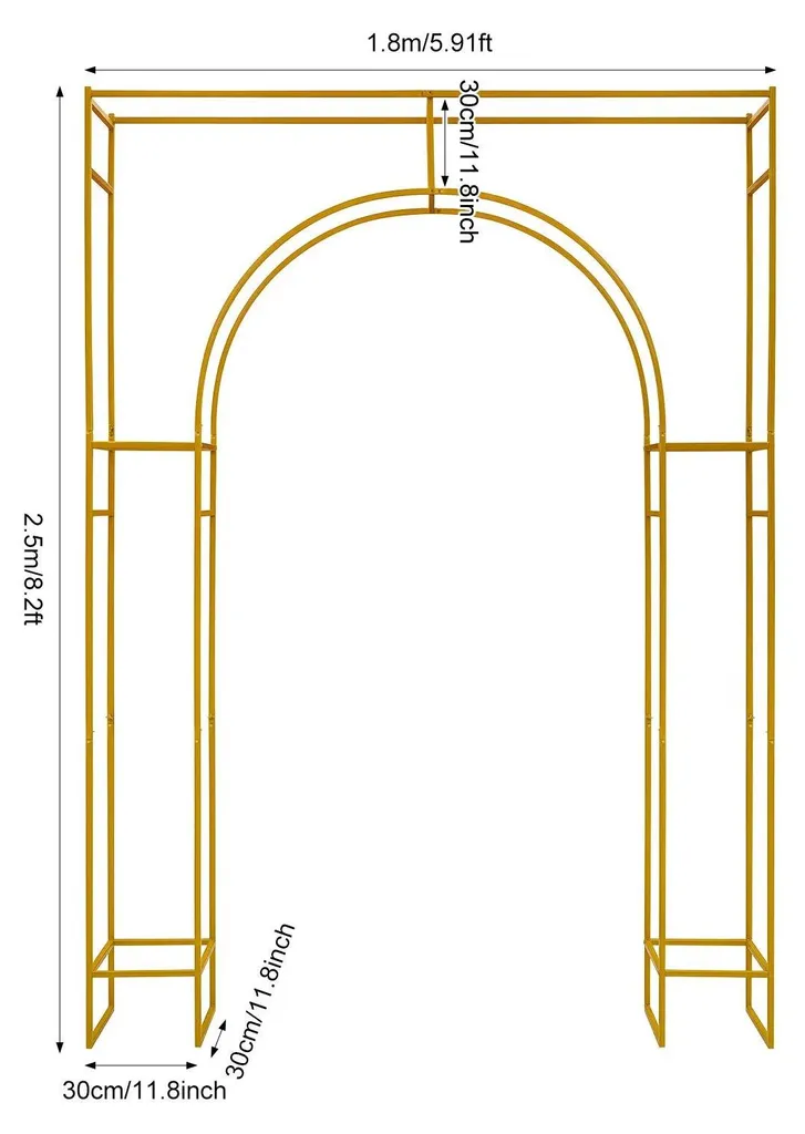 Support de fond stable et autoportant doré pour arche de mariage XL