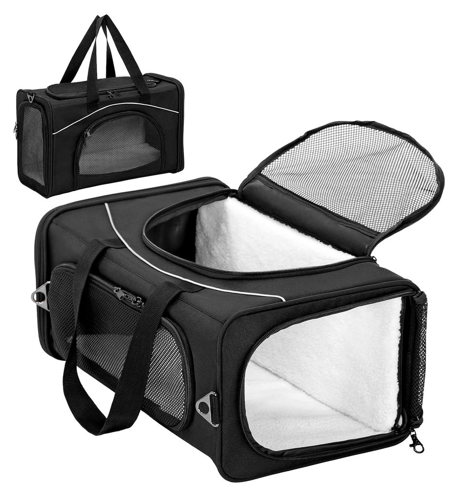 Transporttasche für Hunde und Katzen, Katzentransportbox für Haustiere im Auto, Flugzeug oder Zug