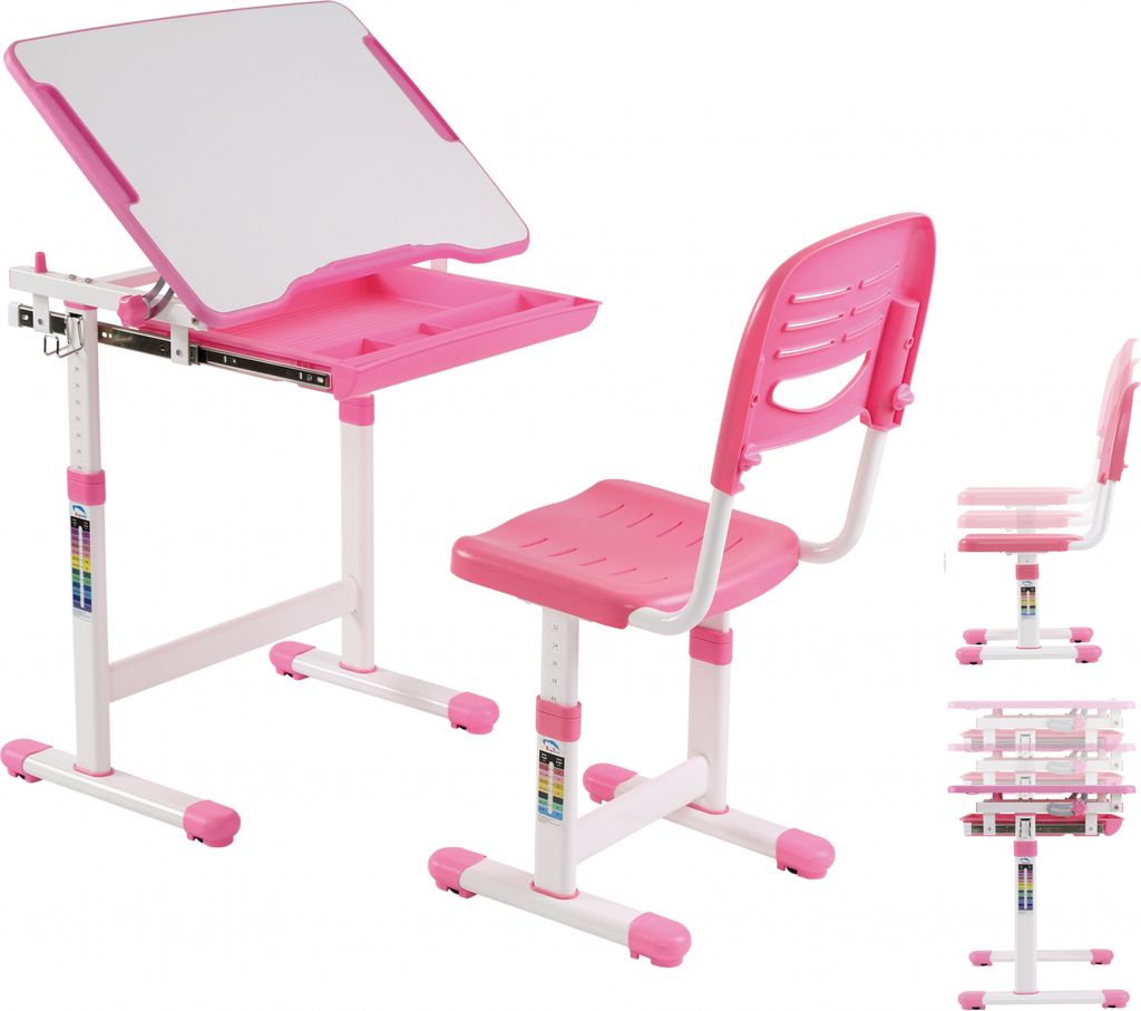 Schreibtisch Kinderzeichentisch mit Schreibtischstuhl - Schulbank - ergonomisch höhenverstellbar