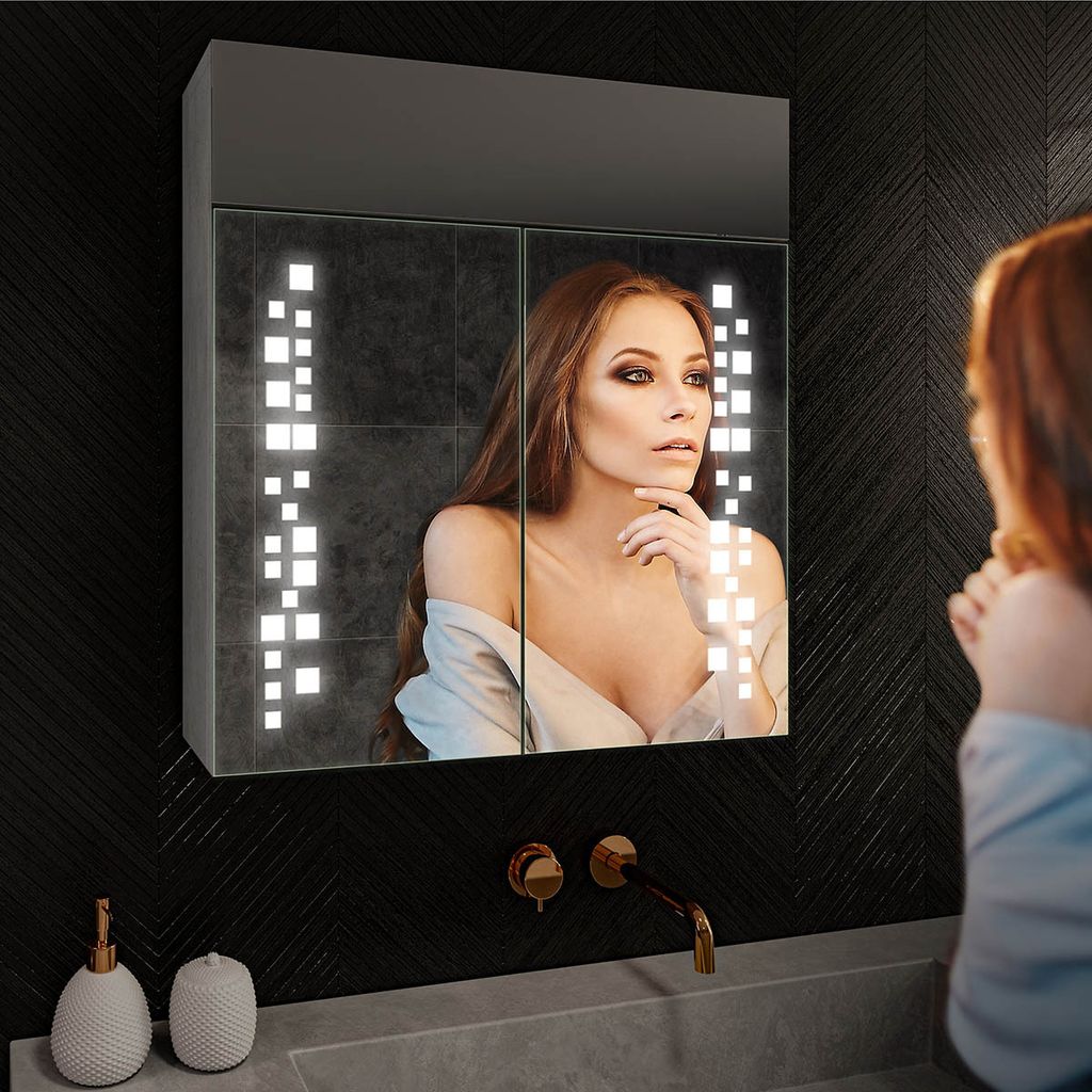 Spiegelschrank mit LED Beleuchtung - Emily 66.5x72 cm - LED Produktbild 