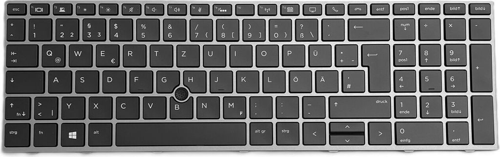 DEUTSCHE - Tastatur Schwarz , Grau Rahmen mit Trackpoint kompatibel für HP ZBook 15 G5