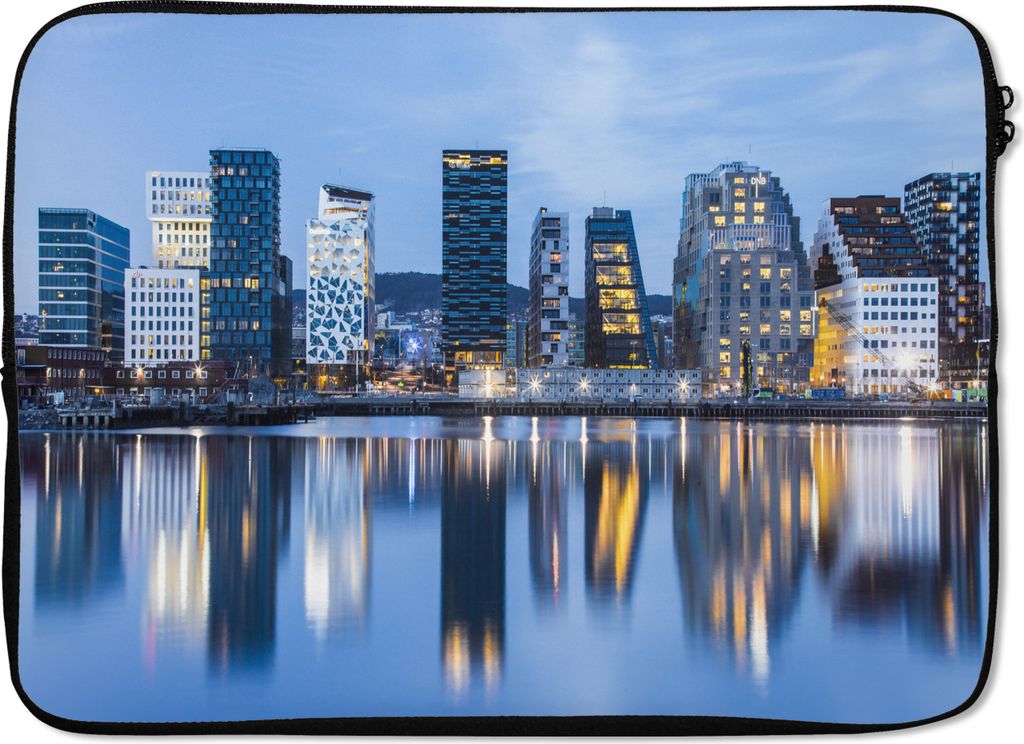 MuchoWow Laptop Hülle 14 ZollSkyline von Oslo Laptoptasche - Laptoptasche - Stoßsicher - Schutzhaube