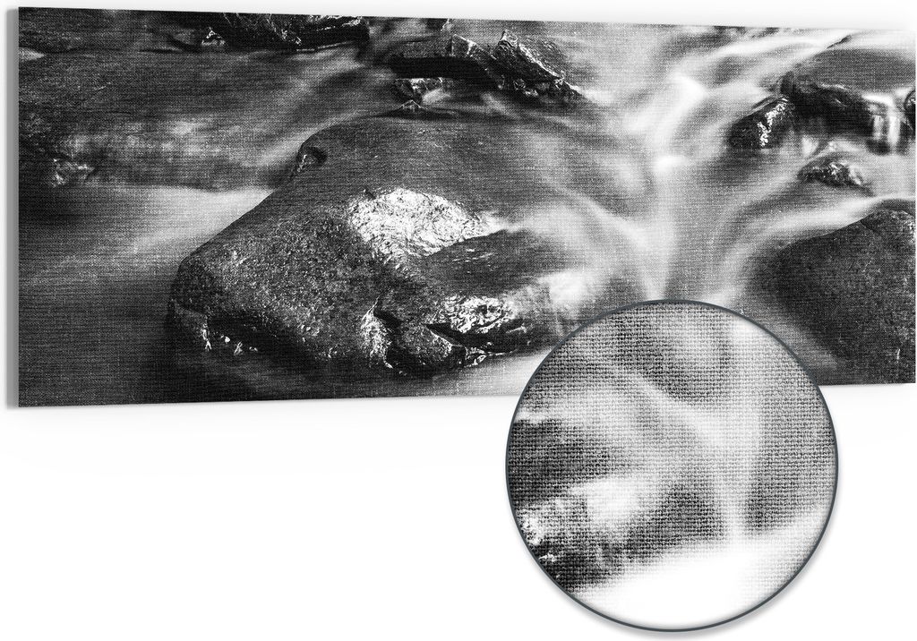 DEQORI Hybrid Leinwand Bild 150x60 cm 'Fluss der Zeit' Wandbild Glas flach modern