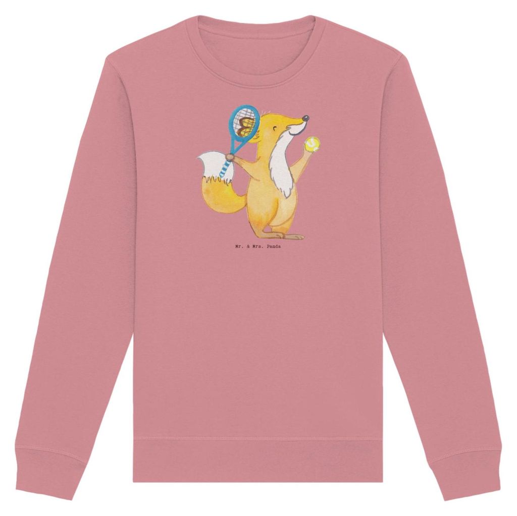 Mr. & Mrs. Panda Baumwoll Pullover Fuchs Tennis spielen Größe L - Canyon Pink - Geschenk, Ballsportart, Sweater, Pulli, Tennisclub, Turnier, Tenn...