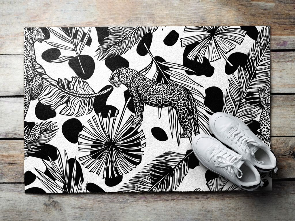 Fußmatte Aussen - Schuhmatte Haustür- Schmutzfangmatte Türvorleger - Outdoor Teppich Schmutzfänger - 60x40 cm - Savanna Leopard