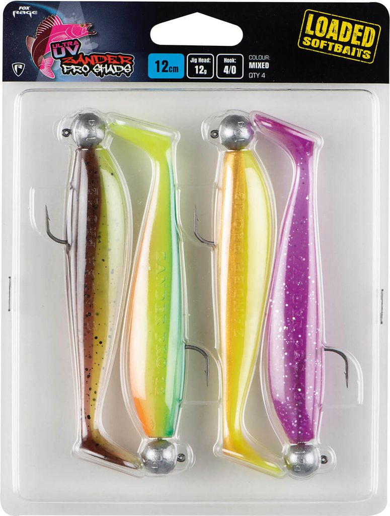 Fox Rage Ultra UV Zander Pro Shad Loaded Lure Pack Mix 2 | 10cm - 10g - 4/0 (4Stk.)