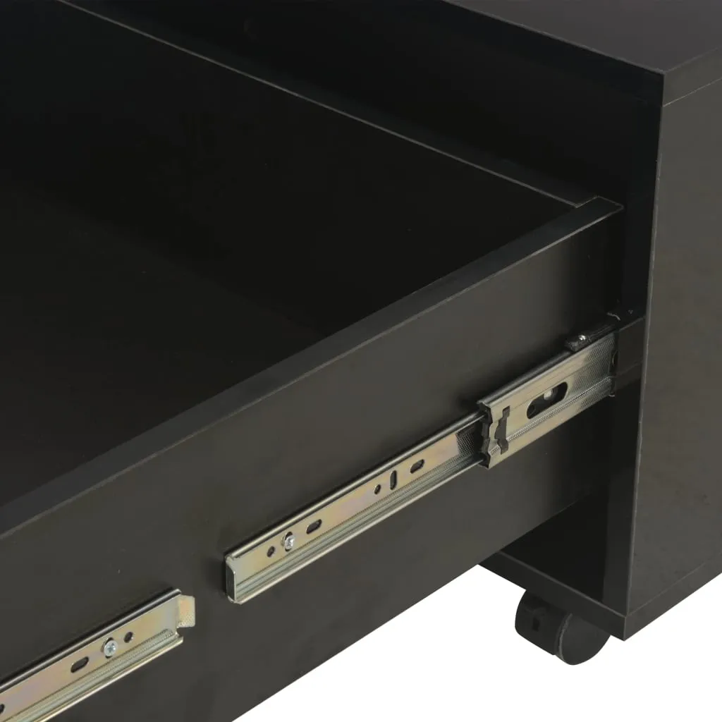 Table basse brillante noire 60 cm bois composite robuste et durable